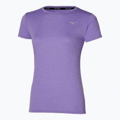 Koszulka do biegania damska Mizuno Core Tee. Fioletowe topy sportowe damskie Mizuno, l, bez wzorów, z materiału, bez ramiączek. Za 89.99 zł.