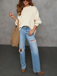 Milan Kiss Sweter w kolorze beżowym rozmiar: L. Brązowe swetry klasyczne damskie Milan Kiss, l, bez kołnierzyka. Za 189.29 zł.