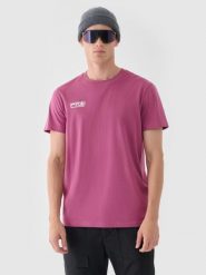 T-shirt regular gładki męski 4F 4FRAW24TTSHM2602. Czerwone t-shirty męskie 4f, m, bez wzorów, z bawełny, bez kołnierzyka. Za 34.99 zł.