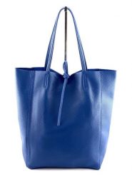 Marlon Skórzany shopper bag w kolorze niebieskim - 40 x 37 x 12 cm rozmiar: onesize. Niebieskie shopper bag damskie Marlon, bez wzorów, z materiału, na ramię, bez dodatków. Za 278.72 zł.