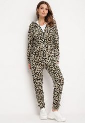 Beżowy 2-Częściowy Komplet Dresowy Welurowy Bluza z Kapturem i Spodnie z Kieszonkami Sarkaia. Brązowe bluzy z kapturem damskie Born2be, m, z dresówki. Za 79.99 zł.