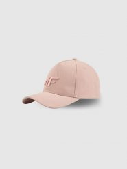 4F Czapka z daszkiem strapback damska - różowa S/M (58cm). Czerwone czapki z daszkiem damskie 4f, bez wzorów, z bawełny. Za 59.99 zł.