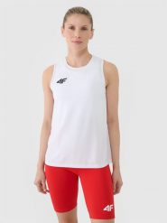 4F Top treningowy szybkoschnący damski - biały XL. Białe topy damskie 4f, xl, bez wzorów, z dzianiny, bez ramiączek. Za 119.99 zł.
