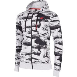 Bluza męska BLM006 - chłodny jasny szary melanż. Szare bluzy z kapturem męskie 4f, m, z dzianiny. W wyprzedaży za 99.99 zł.