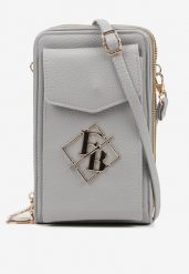 Szara Mała Torebka z Metaliczną Ozdobą Seniffia. Szare shopper bag damskie Renee, z aplikacjami, z jeansu, małe, bez dodatków. Za 69.99 zł.
