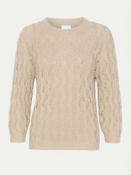 Kaffe Sweter Lena 10508807 Beżowy Regular Fit. Brązowe swetry klasyczne damskie Kaffe, m, ze lnu, bez kołnierzyka. Za 109.99 zł.