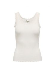 ONLY Top Sara 15345994 Kremowy Slim Fit. Białe topy damskie Only, l, bez wzorów, z bawełny, bez ramiączek. Za 59.99 zł.