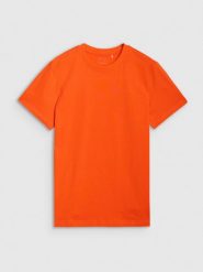 4F T-shirt regular z nadrukiem męski - pomarańczowy M. Brązowe t-shirty męskie 4f, m, bez wzorów, z bawełny, bez kołnierzyka. W wyprzedaży za 39.99 zł.