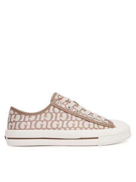 Guess Trampki FLTC3Y FAL12 Beżowy. Brązowe trampki i tenisówki damskie Guess, z aplikacjami, z materiału. Za 364.99 zł.