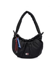 Tommy Jeans Torebka Tjw Icon Charms Shoulder Bag AW0AW18780 Czarny. Czarne torebki klasyczne damskie Tommy Jeans, bez wzorów, z jeansu, bez dodatków. Za 369.99 zł.