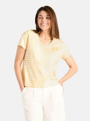 LIEBLINGSSTÜCK Koszulka w kolorze biało-żółtym rozmiar: L. Białe t-shirty damskie LIEBLINGSSTÜCK, l, bez wzorów, z bawełny, bez kołnierzyka. Za 174.95 zł.