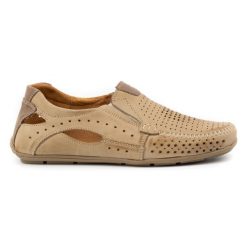 Mario Pala Buty męskie mokasyny 901 lato beżowe beżowy. Brązowe mokasyny męskie na lato, z gumy. Za 377.80 zł.