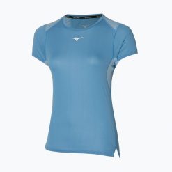 Koszulka do biegania damska Mizuno DryAeroFlow Tee. Niebieskie t-shirty damskie Mizuno, s, bez wzorów, z materiału, bez kołnierzyka. Za 129.99 zł.