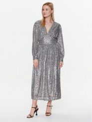 Dixie Sukienka koktajlowa AHGDTCZA Srebrny Regular Fit. Szare sukienki damskie Dixie, m, bez wzorów, z syntetyku, wizytowe, bez kołnierzyka, bez ramiączek. Za 849.99 zł.