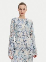 Guess Bluzka W5GH0T WHAD2 Niebieski Regular Fit. Niebieskie bluzki damskie Guess, xxl, z aplikacjami, z syntetyku, bez ramiączek. Za 329.99 zł.