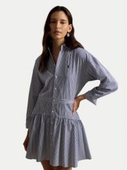 Polo Ralph Lauren Sukienka koszulowa 211B22754001 Granatowy Regular Fit. Niebieskie sukienki damskie Polo Ralph Lauren, bez wzorów, z bawełny, bez kołnierzyka, bez ramiączek, koszulowe. Za 1,019.00 zł.