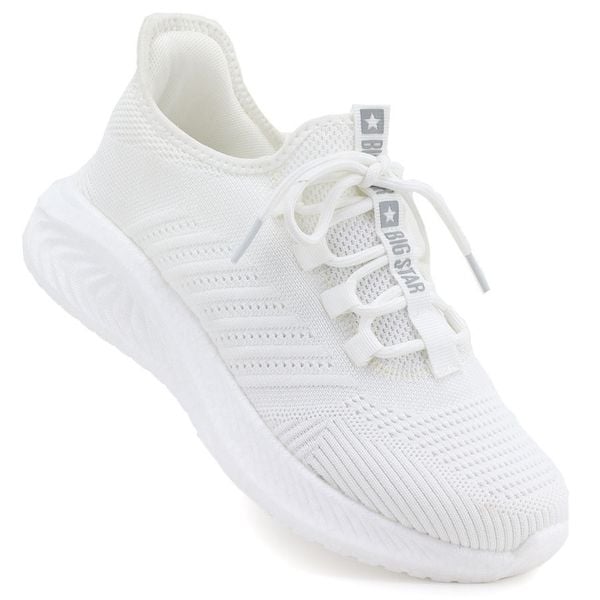 Buty sportowe damskie tekstylne białe Big Star UU274056. Białe buty sportowe na co dzień damskie Big Star, bez wzorów, z tkaniny, trekkingowe. Za 155.99 zł.