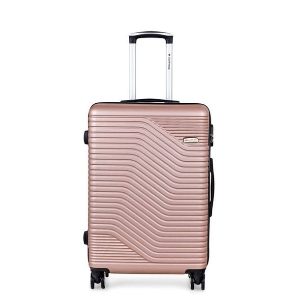 Walizka na kółkach Sapphire ST-140 złota - mała S DUO. Niebieskie walizki SAPPHIRE, bez wzorów, z gumy, małe. W wyprzedaży za 89.80 zł.