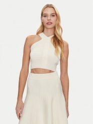 Guess Top W5GR32 Z2XY0 Biały Regular Fit. Białe topy damskie Guess, l, z aplikacjami, z wiskozy, bez kołnierzyka. Za 209.99 zł.