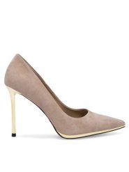 Eva Minge Szpilki JEANNETTE-2508-1-3 Beżowy. Brązowe szpilki Eva Minge, bez wzorów, ze skóry, bez obcasa. Za 209.99 zł.