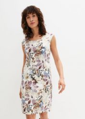 Sukienka ołówkowa. Brązowe sukienki damskie bonprix, bez wzorów, eleganckie, bez kołnierzyka, bez ramiączek, ołówkowe. Za 199.99 zł.