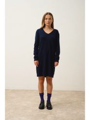 Just Cashmere Kaszmirowa sukienka "Mileya" w kolorze granatowym rozmiar: M. Niebieskie sukienki damskie Just Cashmere, na co dzień, m, bez wzorów, z kaszmiru, bez kołnierzyka, bez ramiączek, midi, proste. Za 407.53 zł.