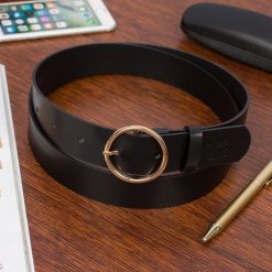 Pasek skórzany BELTIMORE czarny B80 r.95-110 cm. Czarne paski damskie bez wzorów. Za 49.99 zł.