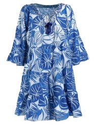 BLE Sukienka w kolorze niebieskim rozmiar: M/L. Niebieskie sukienki damskie BLE, l, bez wzorów, z bawełny, bez kołnierzyka, bez ramiączek, mini, rozkloszowane. Za 114.44 zł.