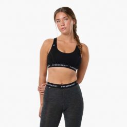 Damski sportowy biustonosz treningowy oddychający Himalaya Merino Wool Top. Czarne biustonosze sportowe damskie SWEDEMOUNT, bez wzorów, z materiału. Za 129.99 zł.