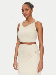 Guess Top W5GP22 KAQL2 Beżowy Regular Fit. Brązowe topy damskie Guess, xxl, z aplikacjami, bez kołnierzyka. Za 139.99 zł.