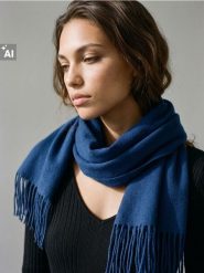 Szalik z frędzlami - niebieski. Niebieskie szaliki i kominy damskie Sinsay, bez wzorów. Za 15.99 zł.