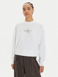 Calvin Klein Jeans Bluza Monologo J20J224177 Biały Regular Fit. Białe bluzy bez kaptura damskie Calvin Klein Jeans, m, z bawełny. Za 389.99 zł.