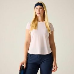 Damska koszulka z krótkim rękawem i siateczką Mindo Anti-Insect. Czerwone t-shirty damskie Regatta, bez wzorów, z materiału, bez kołnierzyka. Za 89.99 zł.