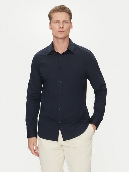 Calvin Klein Koszula LV04LB145G Granatowy Slim Fit. Niebieskie koszule męskie CALVIN KLEIN, m, bez wzorów, z bawełny, bez kołnierzyka, bez ramiączek. Za 299.99 zł.