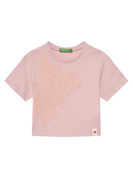 United Colors Of Benetton T-Shirt 3I1XG10IK Różowy Oversize. Czerwone koszulki dziewczęce United Colors Of Benetton, bez wzorów, z bawełny, bez ramiączek. Za 39.99 zł.