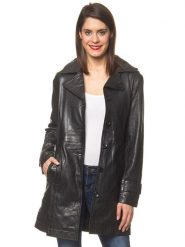Chyston Skórzany płaszcz "Elsa" w kolorze czarnym rozmiar: 39. Czarne płaszcze damskie Chyston, bez wzorów, ze skóry, klasyczne. Za 173.99 zł.