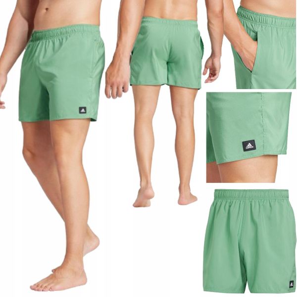 Krotkie Spodenki Meskie Adidas Solid Clx Spodenki Kapielowe. Zielone kąpielówki męskie Adidas, s, bez wzorów, z materiału, do pływania. Za 120.44 zł.