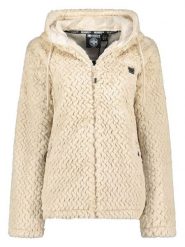 Geographical Norway Kurtka polarowa "Tredouce" w kolorze kremowym rozmiar: L. Brązowe kurtki damskie Geographical Norway, l, bez wzorów, z polaru, bez kaptura. Za 152.98 zł.