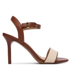 Sandały LAUREN RALPH LAUREN. Brązowe sandały damskie Lauren Ralph Lauren, bez wzorów, bez obcasa, na szpilce. Za 689.99 zł.