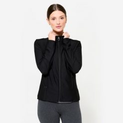 Bluza na zamek damska Domyos fitness. Czarne bluzy bez kaptura damskie DOMYOS, xl, z elastanu. Za 89.99 zł.