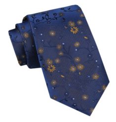 Modny Krawat Męski - Alties - Niebieski w Drobne Kwiaty. Niebieskie krawaty i muchy męskie Alties, bez wzorów, z tkaniny, eleganckie. Za 49.00 zł.
