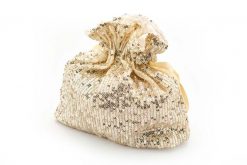 Torebka Sakiewka z Cekinami - Beżowa. Brązowe torebki klasyczne damskie Awama, bez wzorów, z elastanu, bez dodatków. Za 79.90 zł.