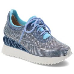 Niebieskie Sneakersy S.Barski Stylowe Obuwie Damskie. Niebieskie buty sportowe na co dzień damskie S.BARSKI, z aplikacjami, trekkingowe. Za 309.00 zł.
