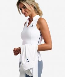 Koszulka Damska Elegance Tennis/Padel/Golf. Białe golfy damskie NORDICDOTS, bez wzorów, z materiału, bez kołnierzyka. Za 250.00 zł.