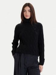 Tommy Hilfiger Golf WW0WW46791 Czarny Regular Fit. Czarne golfy damskie Tommy Hilfiger, xxl, bez wzorów, z wełny, bez ramiączek. Za 649.99 zł.