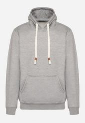 Szara Bluza z Bawełną Kapturem i Kieszenią Typu Kangurek Norrise. Szare bluzy z kapturem męskie Born2be, l, z bawełny. Za 79.99 zł.