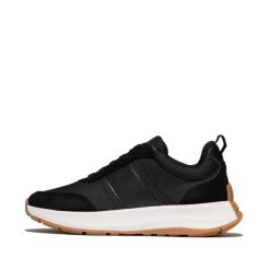 Damskie zamszowe buty sportowe FitFlop F-Mode Flow. Czarne buty sportowe na co dzień damskie FIT FLOP, bez wzorów, z materiału. Za 407.65 zł.