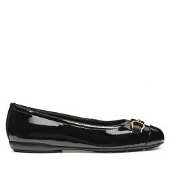 Baleriny Geox. Czarne baleriny damskie Geox, bez wzorów, bez obcasa. Za 389.99 zł.