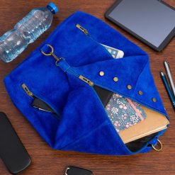 Włoski Stylowy Plecak Damski Skórzany Zamsz A4 chabrowy W14. Niebieskie plecaki damskie bez wzorów, z zamszu, biznesowe. Za 214.90 zł.