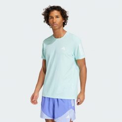 Koszulka Own The Run. Niebieskie t-shirty sportowe męskie Adidas, xs, z elastanu, bez ramiączek, do biegania. Za 156.05 zł.